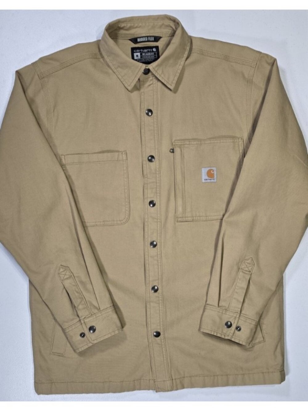 Carhartt Rugged Flex Relaxed Fit Snap Up Fleece Lined Work Chore Jacket Men's M